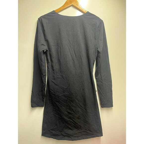 Reformation NEW Cally Stretch Cotton Long Sleeve Mini Dress In Black Size XL - Picture 8 of 9